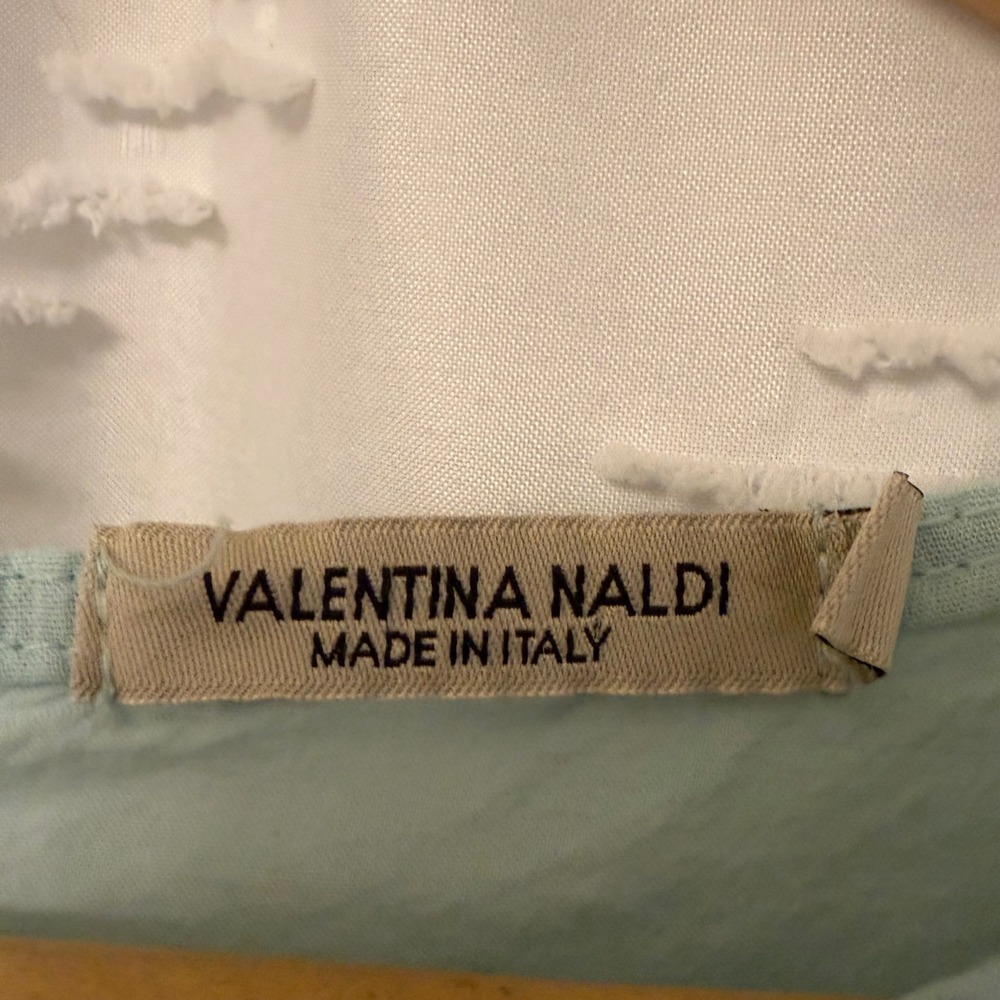 Valentina Naldi Italy Light Blue Eyelet Cotton Flutter Sleeve Blouse Small 20964 - Picture 3 of 5
